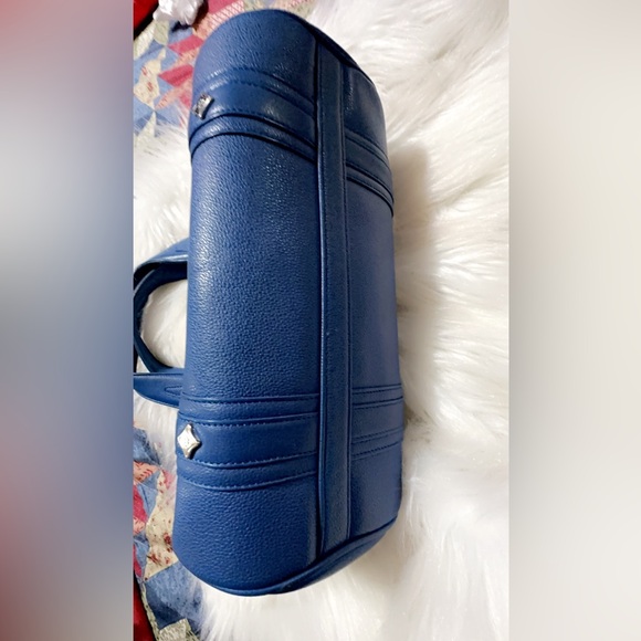 MCM Blue Leather Logo Boston Bag 12” x 7” Excellent Condition!! - Picture 6 of 12